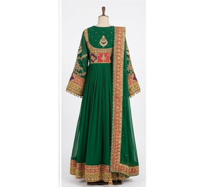 Vestido Afgano Kuchi Hecho a Mano, Étnico, Tribal, Tradicional, con Encaje Bordado, Transpirable, Teñido Liso, de Cachemira para Mujer - Product Image 2