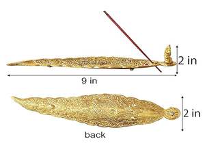 Soporte/soporte de palo de incienso Agarbatti de flor de latón puro con recogedor de cenizas de seguridad para polvo y quemaduras (dorado (cilíndrico) - Product Image 2