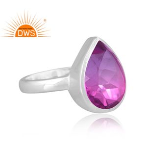 Anillo Apilable de Plata de Ley con Gemas de Cuarzo Doble de Amatista Bio, Última Moda, Fabricante de Joyería Personalizada - Product Image 3