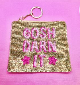 Bolsa de cuentas de vaquero de alta calidad de Color rosa y blanco, Mini monedero occidental hecho a mano, Material de lona con cierre de cremallera - Product Image 6