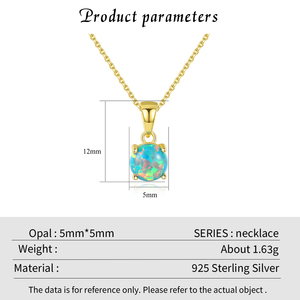 Magnifique ensemble collier et boucles d'oreilles plaqué or minimaliste, serti griffe de luxe, pierre d'opale verte 5 mm, pour femme, soirée et usage quotidien - Product Image 5