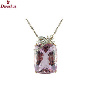 Vente en gros de bijoux en pierres précieuses à la mode en argent sterling 925 kunzite CZ multi pierres précieuses plaqué or pendentif collier bijoux - Product Image 4
