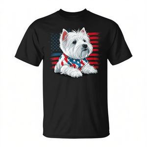 Camiseta con bandera americana de West Highland Terrier, diseño patriótico de perro del 4 de julio - Product Image 2