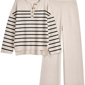 Spandex Poliéster vintage lavado liso Fabricantes al aire libre esencial Pullover básicos Fleece algodón mezclado conjunto de 2 piezas mujeres - Product Image 1