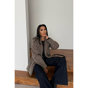 Chaqueta de Cachemira de Alpaca Marrón para Mujer, Estilo Boyfriend - Product Image 5