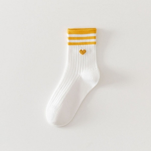 Wholesale Cotton Crew <b>Socks</b> Men <b>Women</b> with Striped Cuff and Embroidered Heart Soft Casual <b>Sock</b> from Vietnam Manufacturer - Product Image 4