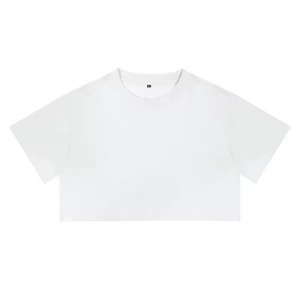 Top corto liso en blanco de secado rápido para mujer de la mejor calidad, ropa de calle informal al por mayor, camisetas de bebé con serigrafía personalizada, camisetas - Product Image 2