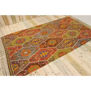 Tapis turc vintage 5,2x9,6 pi (160x293 cm), tapis rouge ombré - Product Image 1