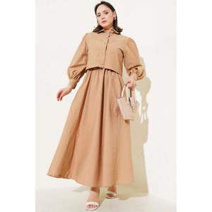 Snap Button Jacket Vest 2 Piece Set Latte - Product Image 2