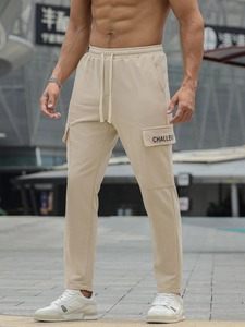 Nouveauté Pantalon cargo écologique et respirant 100% coton grande taille avec poches à fermeture à cordon de serrage finition délavée pour hommes - Product Image 5