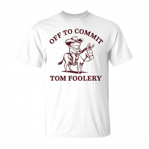 T-shirt retrò con rana 'Off to Commit Tom Foolery', abbigliamento promozionale in stile vintage - Product Image 2