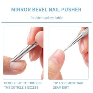 Herramientas de manicura de acero inoxidable de doble punta: empujador y removedor de cutículas con cabeza biselada circular, herramientas de punteado de uñas y tijeras para cutículas - Product Image 1