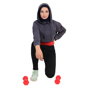 Haut court à capuche pour femme 2026 à manches longues – Tissu tricoté 100 % coton respirant pour la gym et l'extérieur - Product Image 5