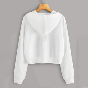 Crop top à capuche décontracté, pull streetwear oversize en molleton doux, court avec cordon de serrage ajustable - Product Image 4