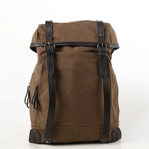 New Bohemian Style Unisex Casual Water-Resistant <b>Canvas</b> <b>Backpack</b> Brown Color RFID Trendy Polyester Laptop Compartment Wholesale - Product Image 1