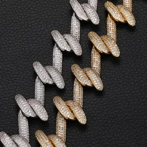 Stylish ICE Jewelry Hook Design Hip Hop Iced Out Cuban Link Necklace High Quality wholesale and <b>cheap</b> - Product Image 5