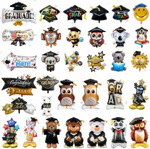 Globos Gigantes de Fólio de Graduación con Diseño de Gabos, Búho, Oso y Birrete de Doctor, Artículos para Fiestas de Graduación - Product Image 1