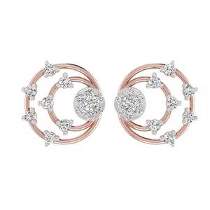 Pendientes de diamantes cultivados en laboratorio de oro rosa personalizados, estilo clásico chapado en rodio para aniversario, compromiso, regalo, fiesta, boda - Product Image 2