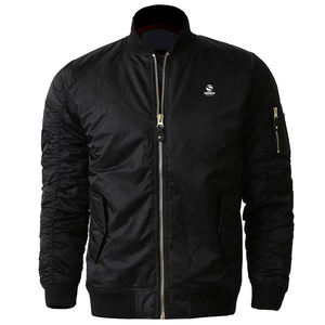Veste bomber en toile pour homme avec logo personnalisé en gros, automne, capuche avant pour homme - Product Image 1