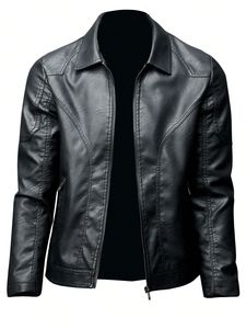 แจ็คเก็ตหนังวัวแท้คุณภาพสูง ปกตั้ง พร้อมโลโก้ด้านหน้า กันน้ำและเป็นมิตรกับสิ่งแวดล้อม - Product Image 3