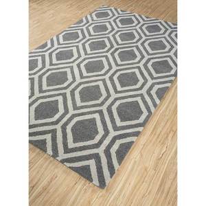 Alfombra de Lana y Viscosa con Diseño Geométrico Gris y Negro, Hecha a Mano, para el Hogar, Modelo TR-14615 - Product Image 2