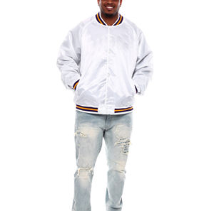 Chaqueta Universitaria Ligera de Satén para Hombre, Estilo Urbano con Logotipo Bordado Personalizado Disponible en Diferentes Tallas - Product Image 4