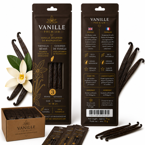 Vanilles Premium Bourbon de Madagascar, 3 gousses, 16-18 cm, qualité gourmet, 100% naturelles, séchées - Product Image 1