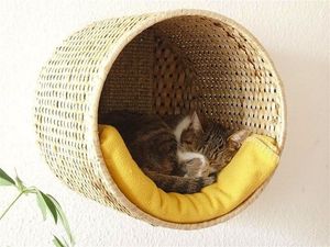 Best Quality Natural Water Hyacinth Wall Cat <b>Basket</b> Cat <b>Shelves</b> Hanging Pet House Handwoven in Vietnam, Made in Vietnam - Product Image 3