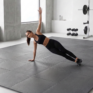 BalanceFrom High-Density Anti-Static 144 Sq Ft Gray Exercise Mat <b>Tiles</b> Customizable for Gym Use <b>Interlocking</b> EVA Foam Fitness - Product Image 2