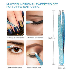 Hot Pink 4 PCS Pinzas profesionales de pestañas de acero inoxidable Precisión para cejas Cabello encarnado Extensiones de pestañas de vello facial - Product Image 5