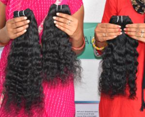 100% Máquina doble trama natural rizado paquetes color negro virgen indio templo extensiones de cabello humano - Product Image 5