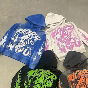 Sudadera con capucha con serigrafía personalizada OEM algodón pesado 500Gsm lavado ácido sol desteñido remache recortado Boxy Fit Zip up Hoodie - Product Image 2