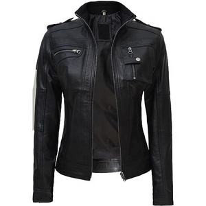 Veste en cuir véritable en peau de mouton pour femmes pour automne hiver respirant col montant fini solide disponible prix de gros - Product Image 3
