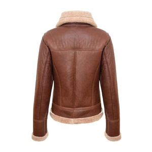 Chaqueta de piel de oveja pura para mujer, modelo de alta calidad, con cuello, elegante, con cremallera, cómoda, suave, 2023 - Product Image 2