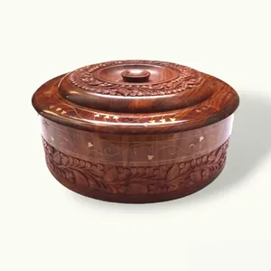 Premium Handcrafted Wooden Casserole <b>Box</b> for Elegant <b>Food</b> Presentation Heat Retention for Kitchen Weddings <b>Parties</b> From India - Product Image 4