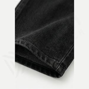 Jeans Baggy Homme de Haute Qualité, Coupe Droite Ample Taille Moyenne, Design Uni, Bouton, Vente Chaude, Pantalon en Denim Lavé, Couleur Personnalisable pour l'Été - Product Image 6