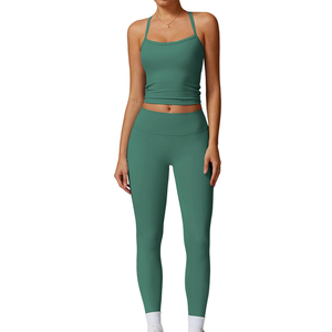 Vêtements de sport actifs pour femmes personnalisés, doux, à séchage rapide, vêtements de sport pour l'entraînement, extensible dans les 4 sens, ensembles de leggings de yoga en deux pièces - Product Image 1