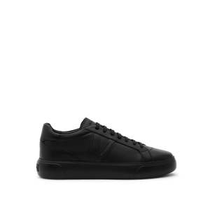 Zapatillas Chunky Brad Black con Parte Superior de Cuero Genuino y Logotipo Bordado, Hechas en Italia - Product Image 1