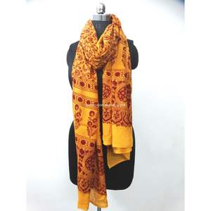 Foulard Hijab 100% coton, bloc à main, vente en gros, tissu doux et confortable, imprimé dupata, Ajrakh, colorant naturel - Product Image 1