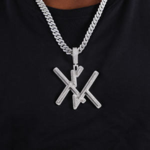 KK estética Moissanite diamante 925 colgante de plata esterlina letras personalizadas Iced Hip Hop estilo Funky cuerpo joyería para regalos - Product Image 2