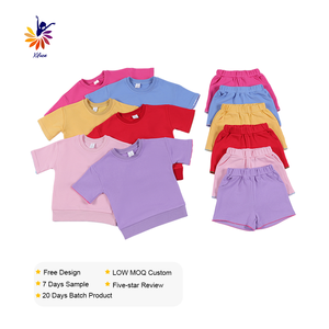 <b>Toddler</b> Girls Breathable Sweatshirt Two Piece Set Short Sleeve Top and Shorts Simple Embroidery Cute Daily Outfit custom - Product Image 1