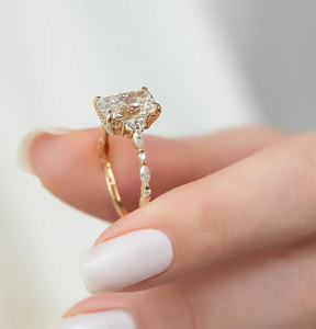 3.00 carats Radiant Cut Lab Grown Diamond Pave Set Wedding Engagement Bridal Fine Jewelry Ring for 14k Yellow Gold - Product Image 3