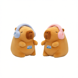 Giocattoli di Peluche Elettronici da 8 Pollici del Mio Negozio, 2 Capibara con Cuffie Blu e Rosa, Imbottiti in Cotone PP, Unisex per Età 5-7 Anni - Product Image 3