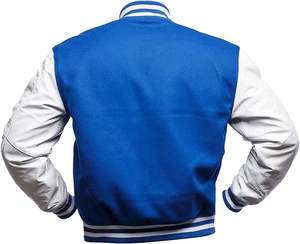 Chaqueta Universitaria Nueva de Moda para Hombre, Cuello Alto, Ecológica, Transpirable, Azul Rey/Blanco, Talla Pequeña, Profesional - Product Image 2