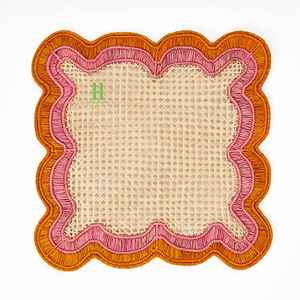 Luxury Navy <b>Green</b> Wavy Placemat Woven Rattan Charger Plates Scalloped Rattan Placemat for Dining <b>Table</b> from Vietnam Manufacturer - Product Image 5
