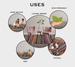 Tapis de chiffon en coton Chindi 100% tapis multicolore écologique pour chambre salon salle à manger décoration de sol - Product Image 3