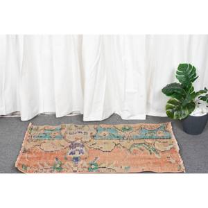 Alfombra Vintage de Lana Turca Naranja y Beige, Tejido Plano, Diseño de Retazos para Decoración de Sala de Estar, 4m de Ancho con Respaldo de Látex - Product Image 2