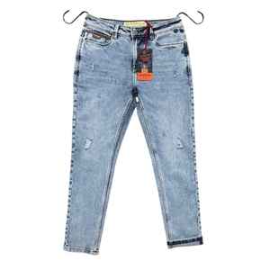 กางเกงยีนส์ผ้าฝ้ายเฮฟวี่เวทสำหรับผู้ชาย, กางเกงยีนส์ผ้าฝ้ายยืดได้ใส่สบายระบายอากาศได้ดีมีหมุด - Product Image 1