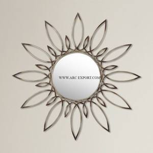 กระจกติดผนังทรงกลมสไตล์โมเดิร์นกรอบโลหะสีสันสดใสสำหรับตกแต่งผนังศิลปะรูปใบไม้ - Product Image 3