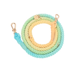 Rainbow Cotton Rope Leather <b>Dog</b> Collar <b>Leash</b> Accessory Customized Colored Cotton Rope Handmade <b>Dog</b> <b>Leash</b> Pet <b>Leash</b> - Product Image 1